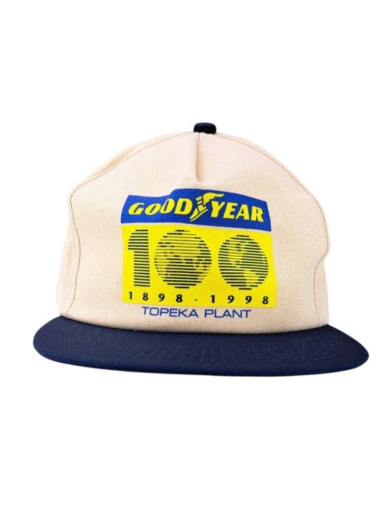 Goodyear Other - Vintage Goodyear 100th Anniversary Topeka Kansas Plant Snapback Hat Tan Blue New
